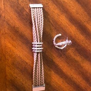 WHBM faux leather bracelet and earrings